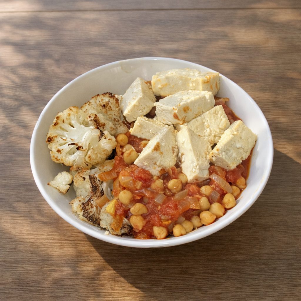 Chana Masala with Tofu & Cauliflower